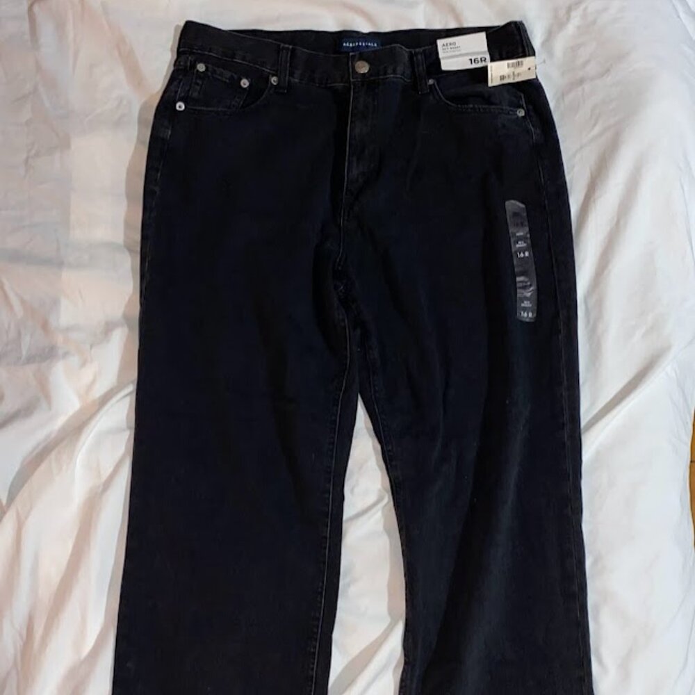 NWT-Women’s Aeropostale 90’s baggy non-stretch jeans, black denim.